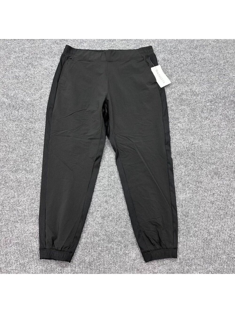 Athleta Textured Brooklyn Black Jogger Pant Lightweight Zip Pocket Womens 16 NEW